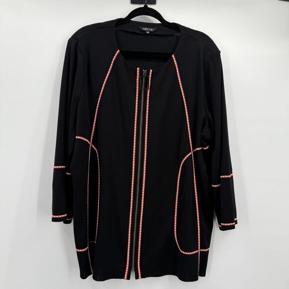 Misook Knit Jacket Cardigan Womens 1X Black Zip Front Pockets Topper Church - Picture 1 of 9